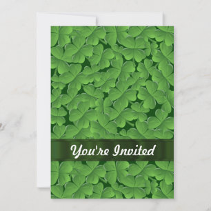 Green shamrock pattern invitation
