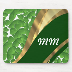 Green shamrock pattern mouse mat