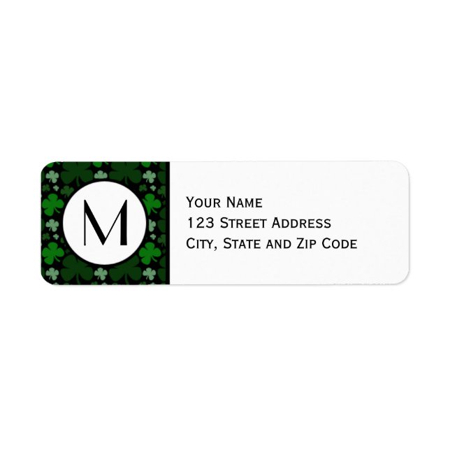 Green Shamrock Pattern Return Address Label (Front)