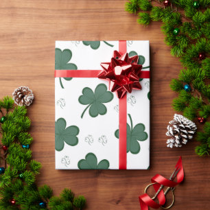 Green Shamrock Pattern St Patrick's Day Clover Wrapping Paper