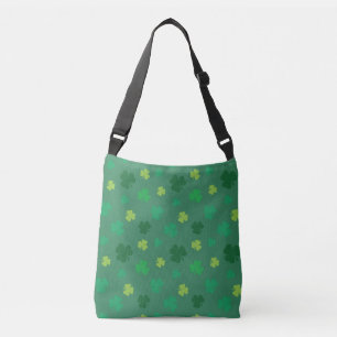 Green Shamrock Pattern St Patricks Day Crossbody Bag