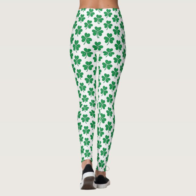 Green Shamrock pattern St Patrick's Day Leggings (Back)