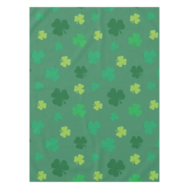 Green Shamrock Pattern St Patricks Day Tablecloth (Front)
