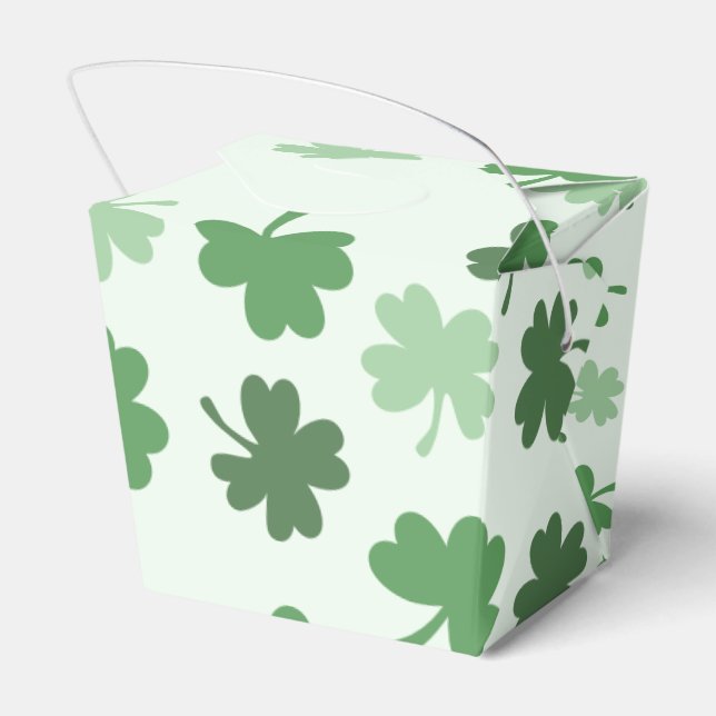 Green Shamrock patterns  St. Patrick's Day Favour Box (Back Side)