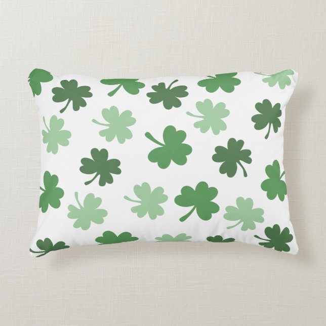 Green Shamrock patterns  St. Patrick's Day Sherpa Decorative Cushion (Front)