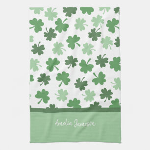 Green Shamrock patterns St. Patrick's Day Tea Towel