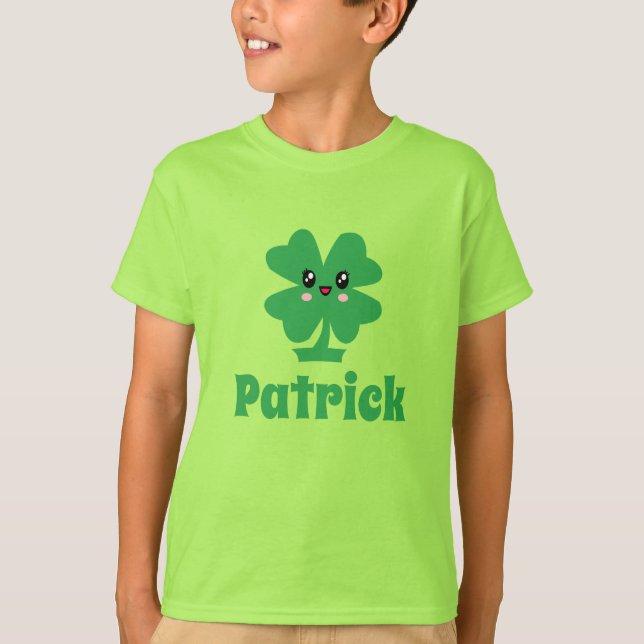 Green Shamrock Personalised Name T-Shirt (Front)
