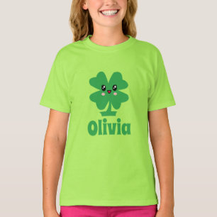 Green Shamrock Personalised Name  T-Shirt