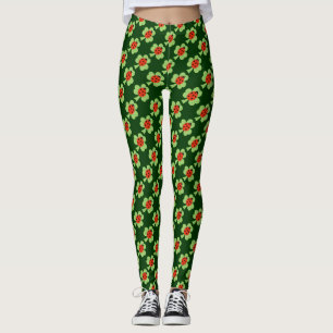 Green Shamrock Polka dots Ladybug Ladybird pattern Leggings