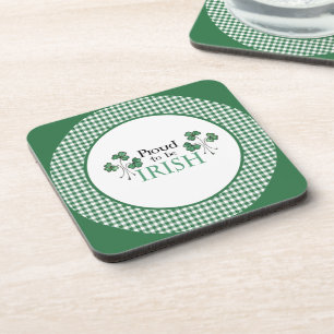 Green Shamrock Proud to be Irish Set of Coasters