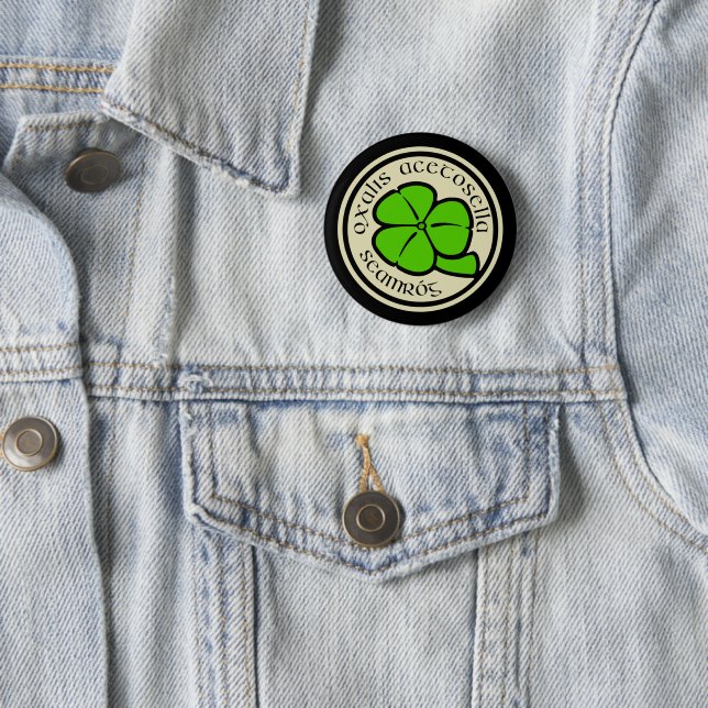 Green Shamrock Saint Patrick's Day Floral Art  6 Cm Round Badge (In Situ)