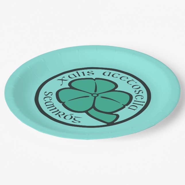 Green Shamrock Saint Patrick's Day Floral Art Paper Plate (Angled)