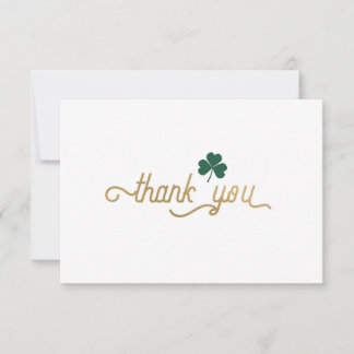 Green Shamrock, Simple Elegant Thank You Card