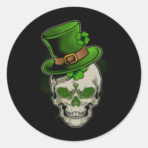 Green Shamrock Skull Irish Ireland Horror St Patri Classic Round Sticker