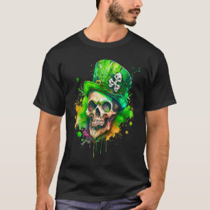 Green Shamrock Skull Irish Ireland St Patricks Day T-Shirt