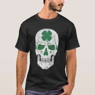 Green Shamrock Skull Irish Ireland St Patricks Day T-Shirt