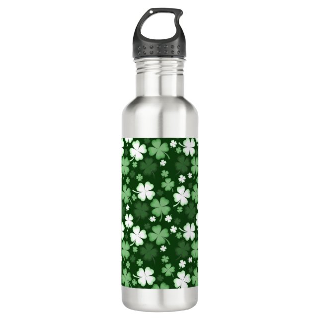 Green Shamrock, St. Patrick's Day 710 Ml Water Bottle (Front)