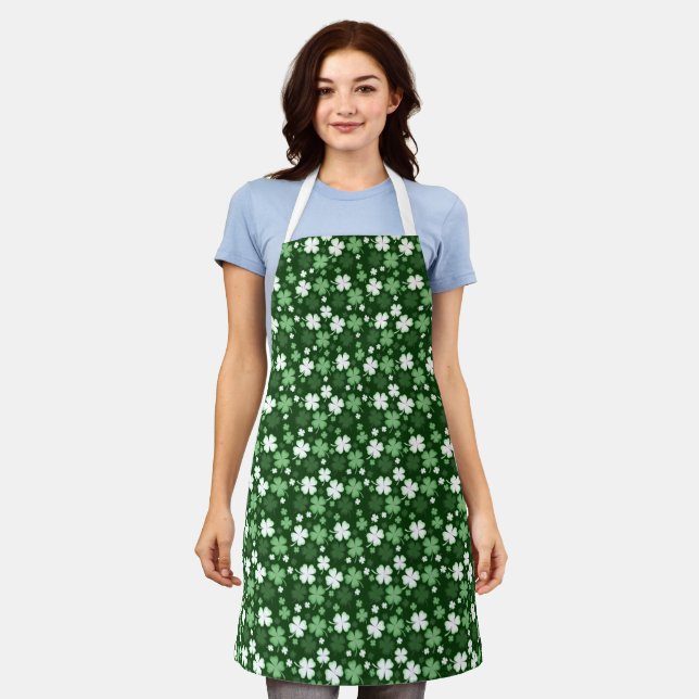 Green Shamrock, St. Patrick's Day Apron (Worn)