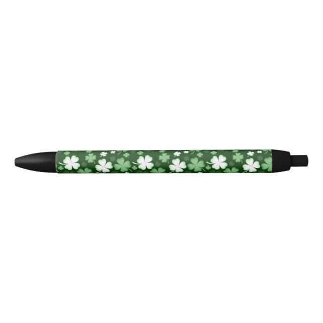 Green Shamrock, St. Patrick's Day Black Ink Pen (Front)