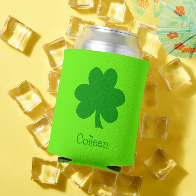 Green Shamrock St Patrick's Day Can Cooler (In Situ Summer)
