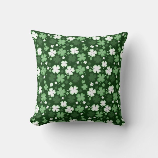 Green Shamrock, St. Patrick's Day Cushion (Front)