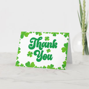 Green Shamrock St Patrick's Day Four Leaf Clover Thank You Card