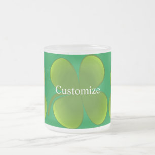 green Shamrock St Patrick's Day Frosted Glass Coffee Mug