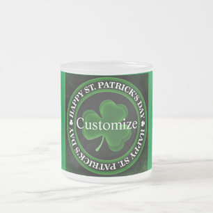 green Shamrock St Patrick's Day Frosted Glass Coffee Mug