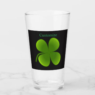 green Shamrock St Patrick's Day Glass