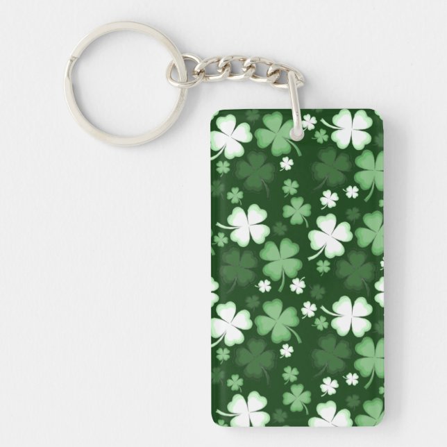 Green Shamrock, St. Patrick's Day Key Ring (Front)
