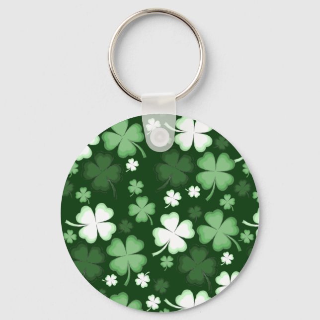 Green Shamrock, St. Patrick's Day Key Ring (Front)