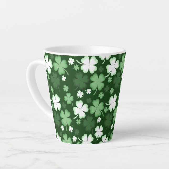 Green Shamrock, St. Patrick's Day Latte Mug (Left Angle)