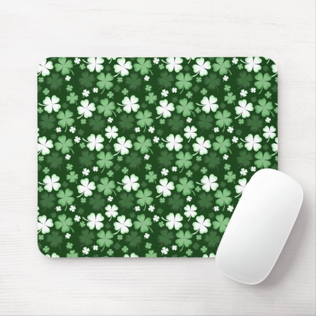 Green Shamrock, St. Patrick's Day Mouse Mat (With Mouse)
