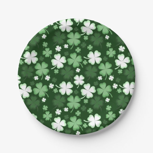 Green Shamrock, St. Patrick's Day Paper Plate (Front)