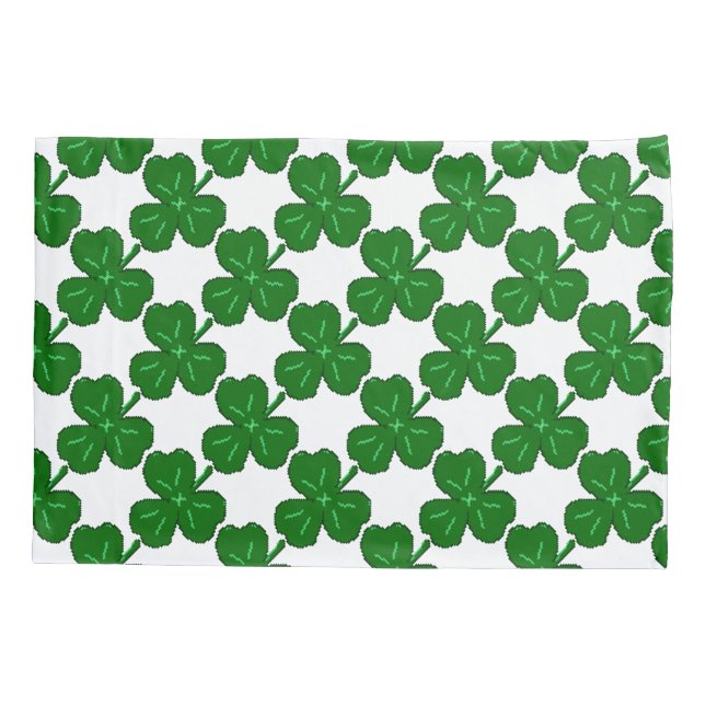 Green Shamrock | St. Patricks Day Pillowcase (Back)