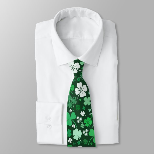 Green Shamrock St. Patrick's Day Tie (Tied)