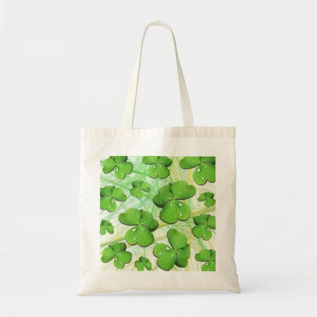 Green Shamrock St Patrick's Day Tote Bag (Front)