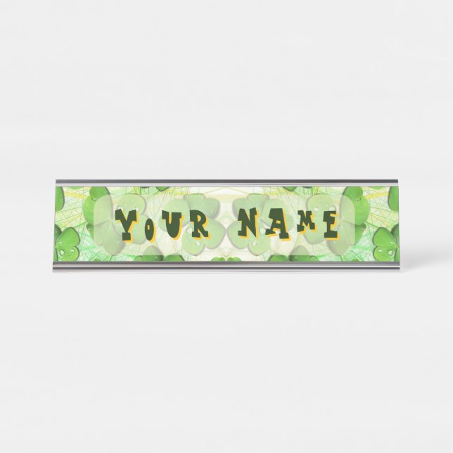 Green Shamrock St Patrick's iPhone 5 Case-Mate Desk Name Plate (Front)