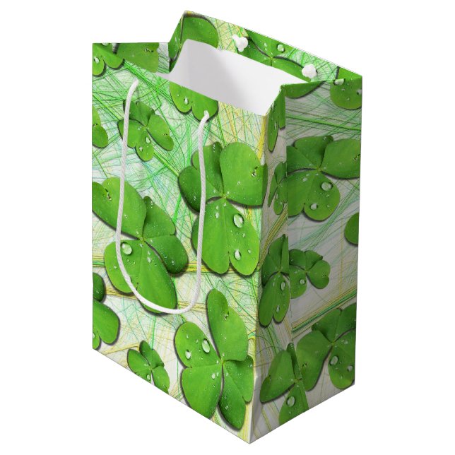 Green Shamrock St Patrick's iPhone 5 Case-Mate Medium Gift Bag (Front Angled)