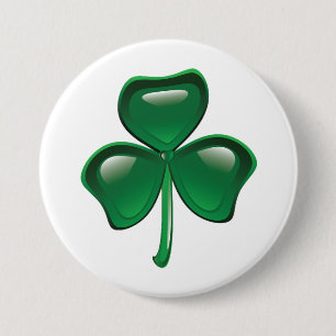 Green Shamrock Three-Leaf Clover 7.5 Cm Round Badge