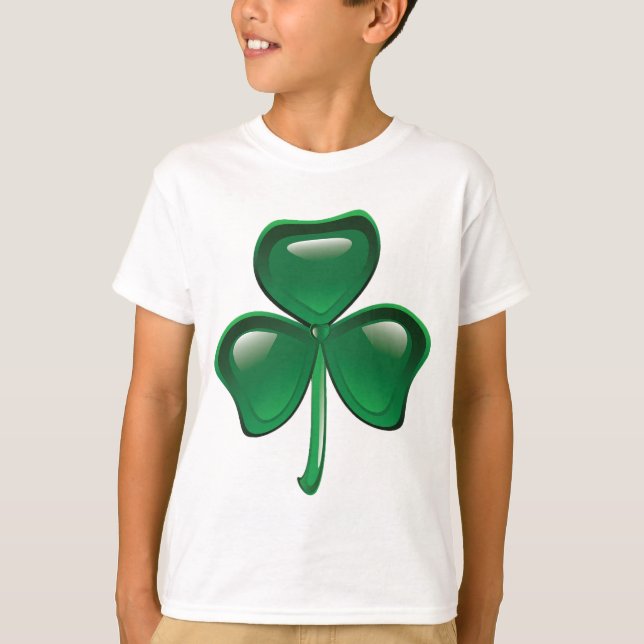 Green Shamrock Three-Leaf Clover T-Shirt (Front)