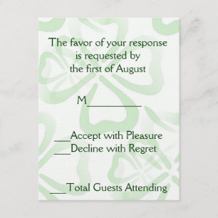 Green Shamrock Wedding RSVP Card