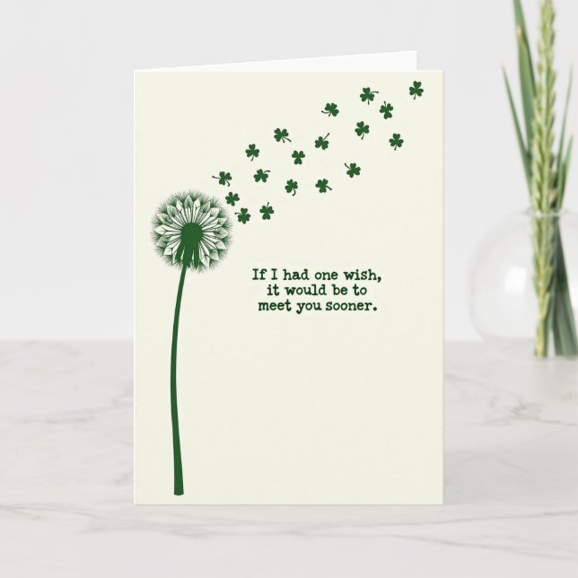 Green Shamrock Wishes Card (Front)