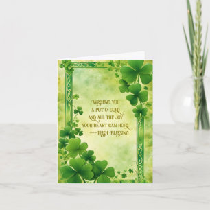 Green Shamrocks and Green Frame St. Patrick's Day Holiday Card