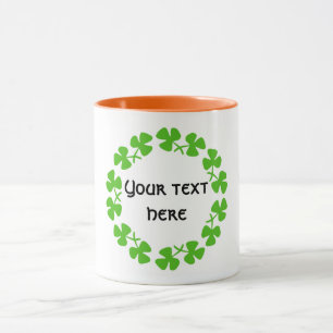 Green Shamrocks Border Add Text Metal Ornament Mug