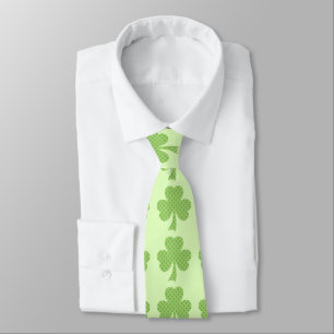 Green Shamrocks clovers polka dots pattern Tie