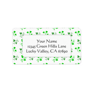 Green Shamrocks Custom Address Label Template
