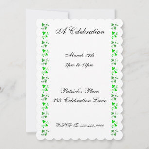 Green Shamrocks Custom Party Invitation