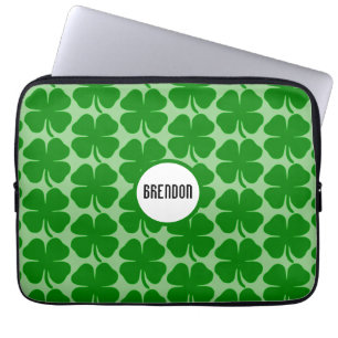 Green Shamrocks Customised Neoprene Laptop Sleeve