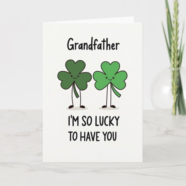 Green Shamrocks Grandfather Card (Front)